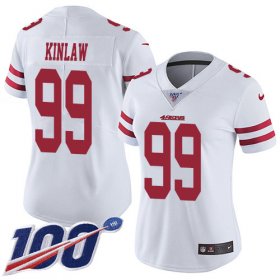 Wholesale Cheap Nike 49ers #99 Javon Kinlaw White Women\'s Stitched NFL 100th Season Vapor Untouchable Limited Jersey