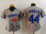 Women's Los Angeles Dodgers #44 Vicente Padilla Number Grey With los Cool Base Stitched Jersey