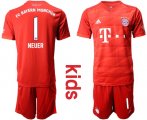 Wholesale Cheap Bayern Munchen #1 Neuer Home Kid Soccer Club Jersey