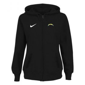 Wholesale Cheap Women\'s Los Angeles Chargers Stadium Rally Full Zip Hoodie Black