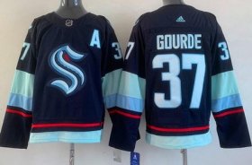 Wholesale Cheap Men\'s Seattle Kraken #37 Yanni Gourde Navy Authentic Jersey