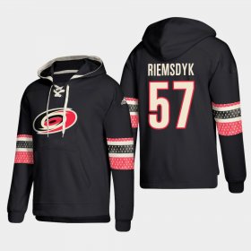 Wholesale Cheap Carolina Hurricanes #57 Trevor Van Riemsdyk Black adidas Lace-Up Pullover Hoodie