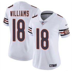 Cheap Women\'s Chicago Bears #18 Caleb Williams White 2024 Draft Vapor Football Stitched Jersey