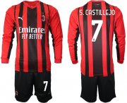 Wholesale Cheap Men 2021-2022 Club Ac Milan home red Long Sleeve 7 Soccer Jerseys