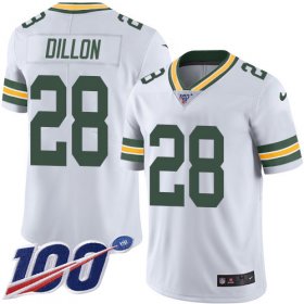 Wholesale Cheap Nike Packers #28 AJ Dillon White Men\'s Stitched NFL 100th Season Vapor Untouchable Limited Jersey