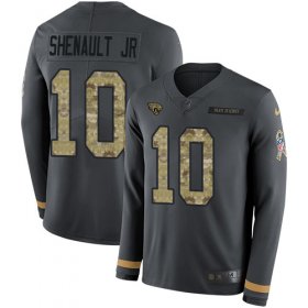 Wholesale Cheap Nike Jaguars #10 Laviska Shenault Jr. Anthracite Salute to Service Men\'s Stitched NFL Limited Therma Long Sleeve Jersey