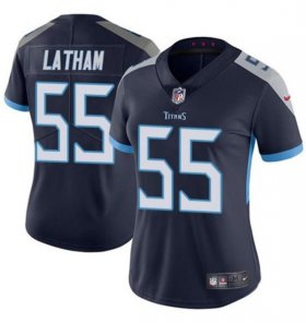 Cheap Women\'s Tennessee Titans #55 JC Latham Navy 2024 Draft Vapor Football Stitched Jersey(Run Small)