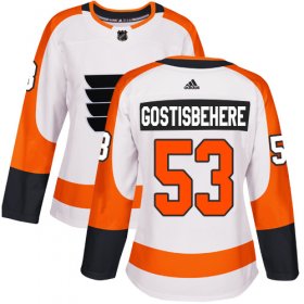 Wholesale Cheap Adidas Flyers #53 Shayne Gostisbehere White Road Authentic Women\'s Stitched NHL Jersey