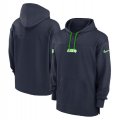 Cheap Men's Seattle Seahawks Navy Performance Pullover Hoodie