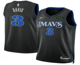 Men\'s Dallas Mavericks #3 Anthony Davis Black 2025 City Edition Stitched Jersey