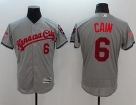 Wholesale Cheap Royals #6 Lorenzo Cain Grey Fashion Stars & Stripes Flexbase Authentic Stitched MLB Jersey