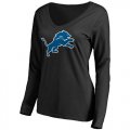 Wholesale Cheap Women's Detroit Lions Pro Line Primary Team Logo Slim Fit Long Sleeve T-Shirt Black