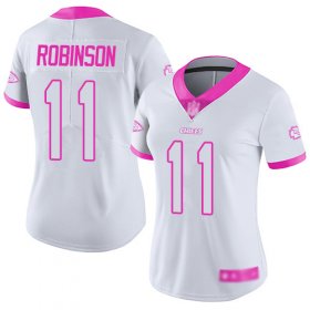 Wholesale Cheap Nike Chiefs #11 Demarcus Robinson White/Pink Women\'s Stitched NFL Limited Rush Fashion Jersey