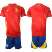 Cheap Men's Spain Team Blank 2024-25 Red Home Soccer Jersey Suit