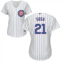 Wholesale Cheap Cubs #21 Sammy Sosa White(Blue Strip) Home Women's Stitched MLB Jersey