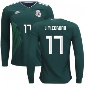 Wholesale Cheap Mexico #17 J.M.Corona Home Long Sleeves Kid Soccer Country Jersey