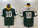 Cheap Men's Green Bay Packers #10 Jordan Love Green White 2023 FUSE Home Patch Vapor Limited Stitched Jersey