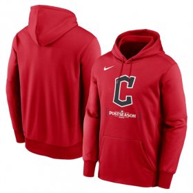 Men\'s Cleveland Guardians Red 2024 Postseason Collection Therma Pullover Hoodie