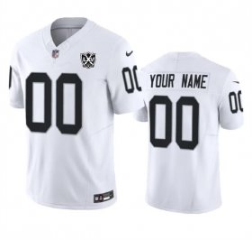 Men\'s Las Vegas Raiders Active Player Custom White 2024 F.U.S.E 65th Anniversary Patch Vapor Football Stitched Jersey