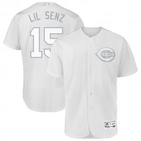 Wholesale Cheap Cincinnati Reds #15 Nick Senzel Lil Senz Majestic 2019 Players\' Weekend Flex Base Authentic Player Jersey White