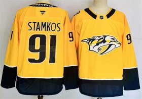 Cheap Men\'s Nashville Predators #91 Steven Stamkos Gold 2024-25 Home Stitched Hockey Jersey