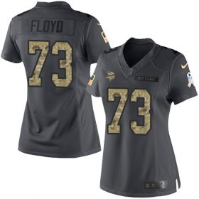 Wholesale Cheap Nike Vikings #73 Sharrif Floyd Black Women\'s Stitched NFL Limited 2016 Salute To Service Jersey