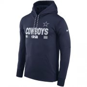 Wholesale Cheap Men's Dallas Cowboys Nike Navy Sideline ThermaFit Performance PO Hoodie