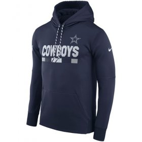 Wholesale Cheap Men\'s Dallas Cowboys Nike Navy Sideline ThermaFit Performance PO Hoodie