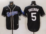 Cheap Men's Los Angeles Dodgers #5 Freddie Freeman Black Cool Base With Patch Stitched Baseball Jersey