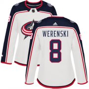 Wholesale Cheap Adidas Blue Jackets #8 Zach Werenski White Road Authentic Women's Stitched NHL Jersey