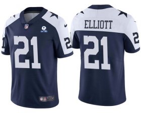 Wholesale Cheap Men\'s Dallas Cowboys #21 Ezekiel Elliott Alternate 60th Anniversary Vapor Untouchable Stitched NFL Nike Limited Jersey