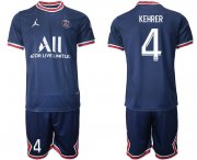 Wholesale Cheap Men 2021-2022 Club Paris Saint-Germain home blue 4 Soccer Jersey