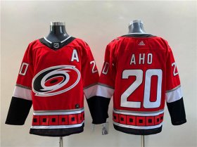 Cheap Men\'s Carolina Hurricanes #20 Sebastian Aho NEW Red Stitched Jersey