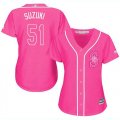 Wholesale Cheap Mariners #51 Ichiro Suzuki Pink Fashion Women's Stitched MLB Jersey