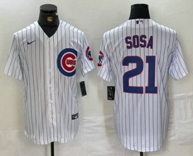 Wholesale Cheap Men\'s Chicago Cubs #21 Sammy Sosa White With Patch Cool Base Stitched Baseball Jersey