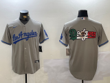 Cheap Men's Los Angeles Dodgers Blank Grey With los Cool Base Stitched Jerseys