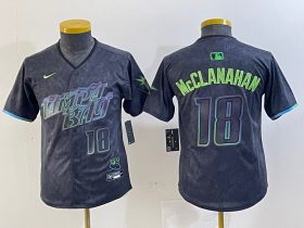 Cheap Youth Tampa Bay Rays #18 Shane McClanahan Charcoal 2024 City Connect Player Number Limited Cool Base Jersey