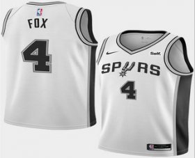 Men\'s San Antonio Spurs #4 DeAaron Fox White 2025 Association Edition Stitched Jersey