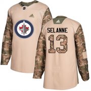 Wholesale Cheap Adidas Jets #13 Teemu Selanne Camo Authentic 2017 Veterans Day Stitched Youth NHL Jersey