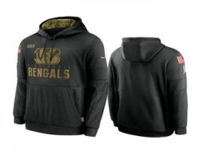 Wholesale Cheap Men\'s Cincinnati Bengals Black 2020 Salute to Service Sideline Performance Pullover Hoodie