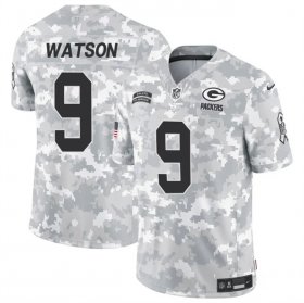 Cheap Men\'s Green Bay Packers #9 Christian Watson 2024 F.U.S.E Arctic Camo Salute To Service Limited Stitched Football Jersey