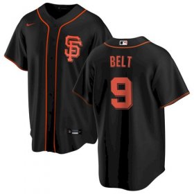 Wholesale Cheap Men\'s San Francisco Giants #9 Brandon Belt Black Alternate Jersey