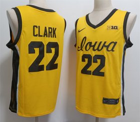 Cheap Men\'s Iowa Hawkeyes #22 Caitlin Clark Yellow Stitched Jersey