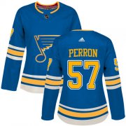 Wholesale Cheap Adidas Blues #57 David Perron Blue Alternate Authentic Women's Stitched NHL Jersey