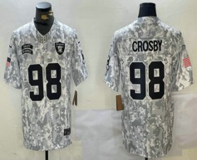 Men\'s Las Vegas Raiders #98 Maxx Crosby 2024 FUSE Arctic Camo Salute to Service Limited Stitched Jersey