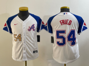 Wholesale Cheap Youth Atlanta Braves #54 Max Fried Number White 2023 City Connect Cool Base Stitched Jersey1