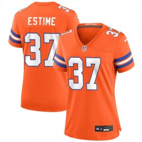 Cheap Women\'s Denver Broncos #37 Audric Estime Orange Mile High Collection 1977 Throwback Football Stitched Jersey(Run Small)