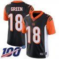 Wholesale Cheap Nike Bengals #18 A.J. Green Black Team Color Men's Stitched NFL 100th Season Vapor Limited Jersey