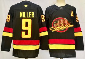 Cheap Men\'s Vancouver Canucks #9 J.T. Miller Black 2024-25 With A Patch Alternate Stitched Hockey Jersey