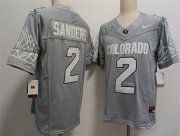 Cheap Men's Colorado Buffaloes #2 Shadeur Sanders Grey With XII Patch 2024 F.U.S.E Stitched Football Jersey